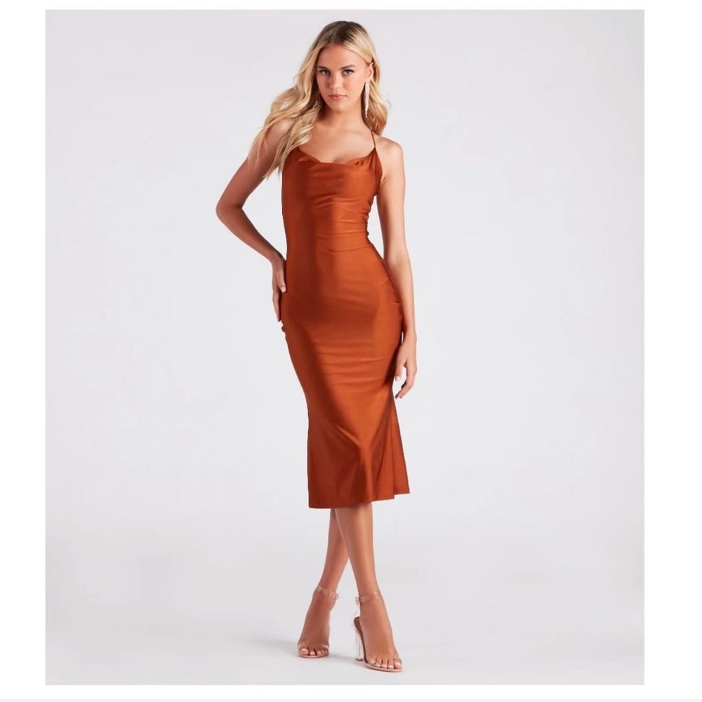 WINDSOR | burnt orange midi dress